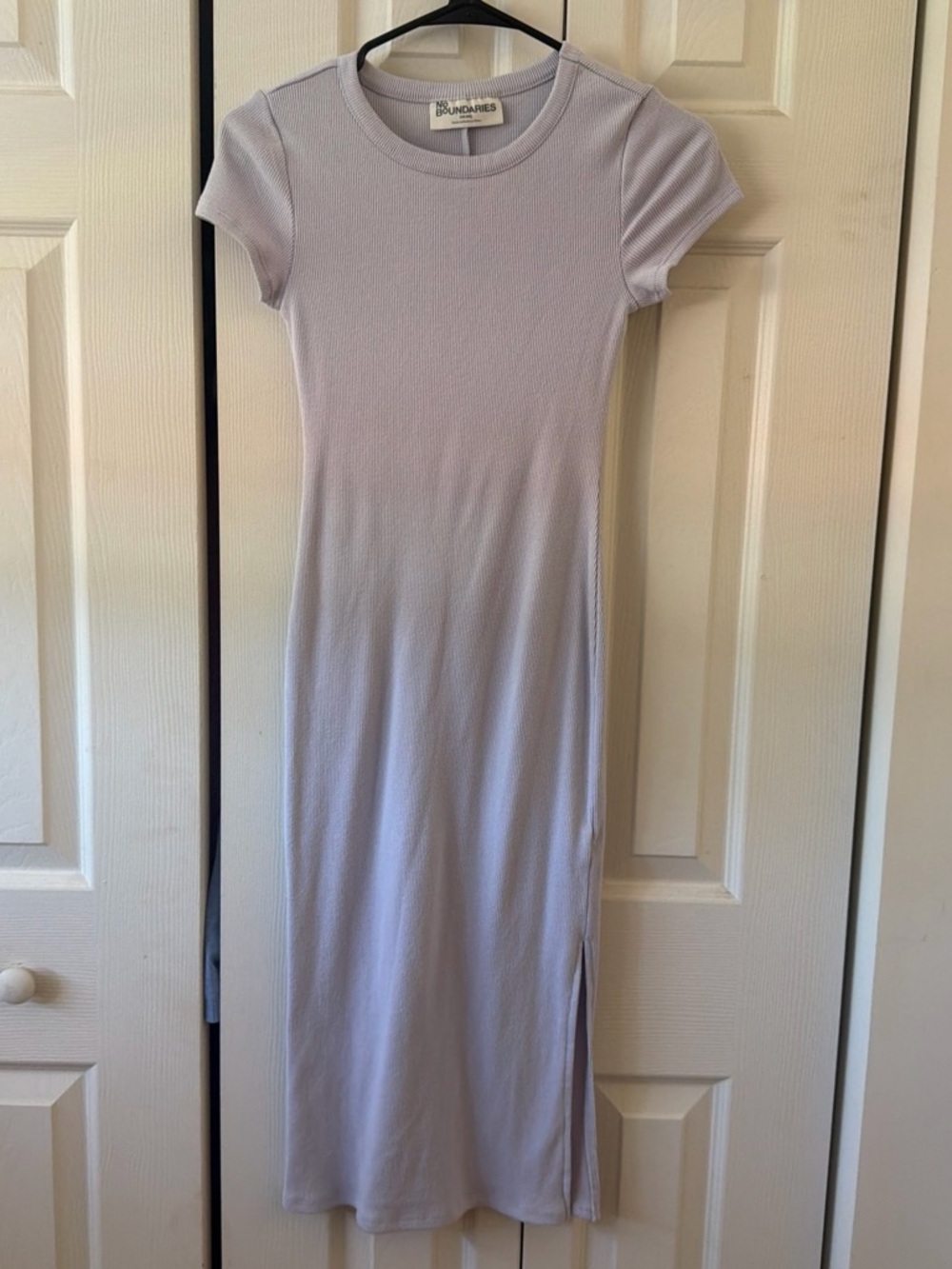 No Boundaries Light Lavender Ribbed Maxi Dress with Side Slit